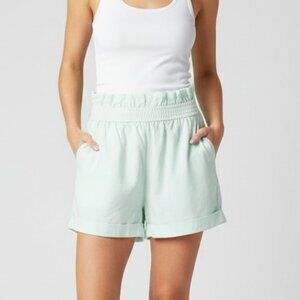 Aritzia Wilfred Shorts Crepe Paperbag Ruched Elastic Waist  Mint Green Size 0